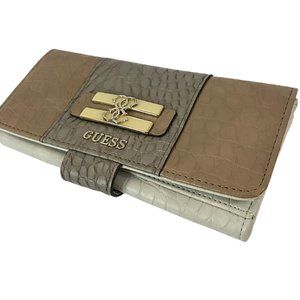 Guess Croc Embossed Bifold Wallet Organizer Clutch